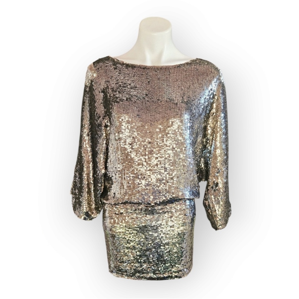 Haute Hippie Metallic Sequin Midi Dress